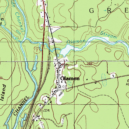 Topographic Map of Olamon Post Office, ME