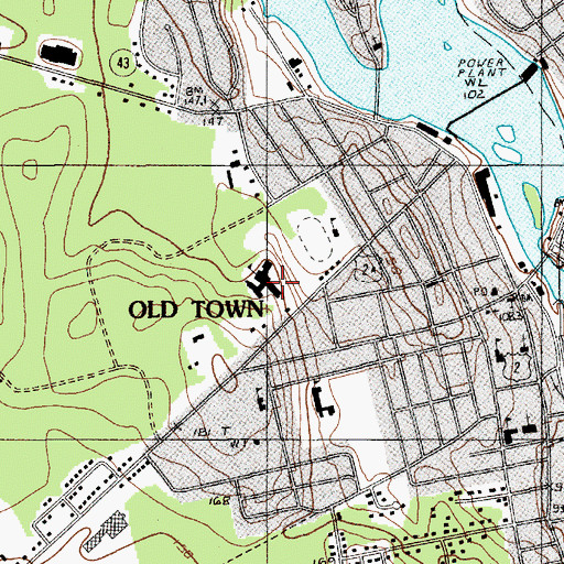 Topographic Map of Old Town High School, ME