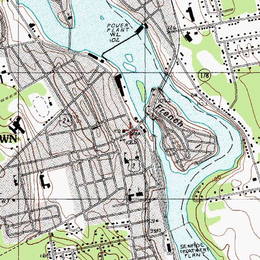Topographic Map of Old Town Post Office, ME