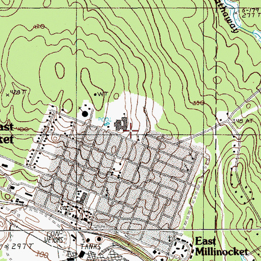 Topographic Map of Opal Myrick Elementary School, ME