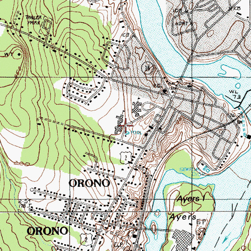 Topographic Map of Orono High School, ME
