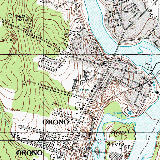 Topographic Map of Orono Middle School, ME