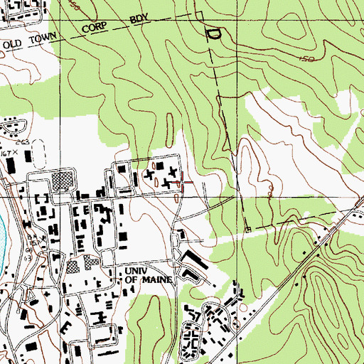 Topographic Map of Oxford Hall, ME