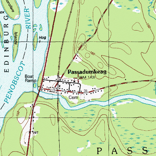 Topographic Map of Passadumkeag Baptist Church, ME