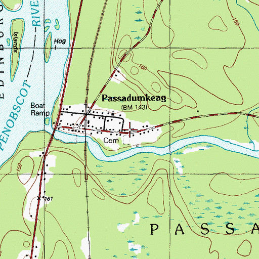 Topographic Map of Passadumkeag Post Office, ME