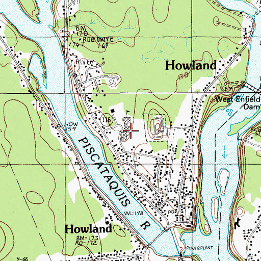 Topographic Map of Penobscot Valley High School, ME