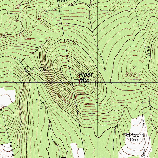 Topographic Map of Piper Mountain, ME