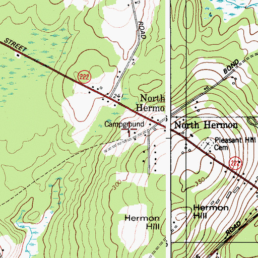 Topographic Map of Pleasant Hill Campground, ME