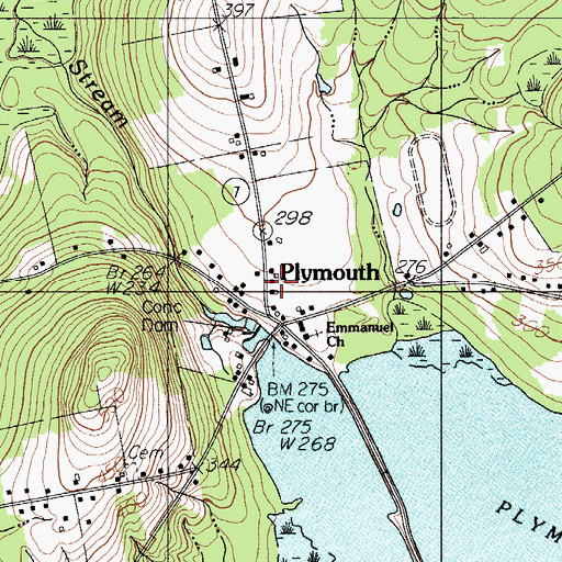 Topographic Map of Plymouth Post Office, ME