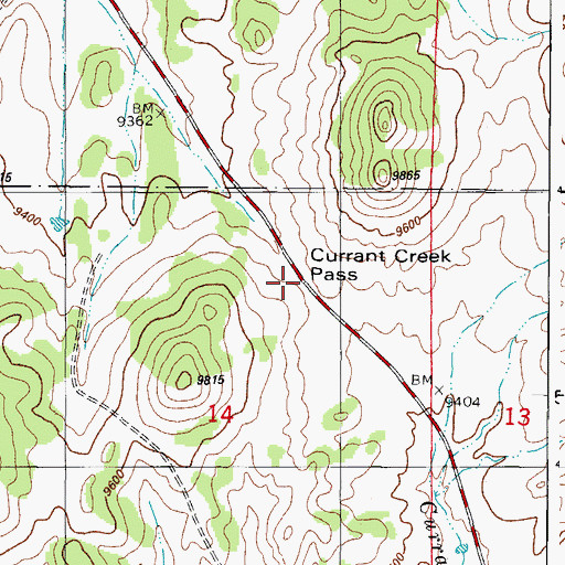 Topographic Map of Currant Creek Pass, CO