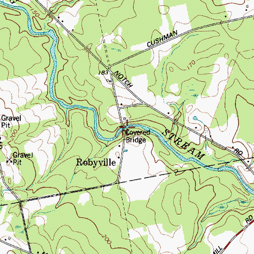 Topographic Map of Robyville Bridge, ME