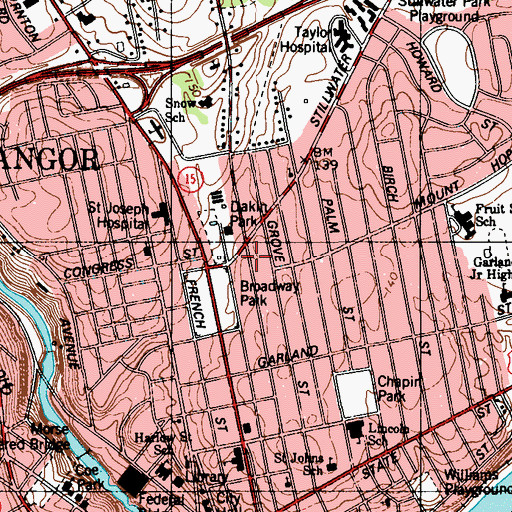 Topographic Map of Saint Joseph Home Health-Hospice, ME