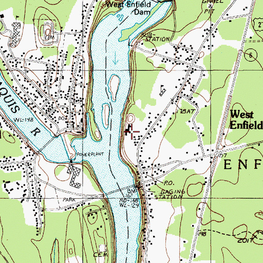 Topographic Map of Saint Leos Church, ME