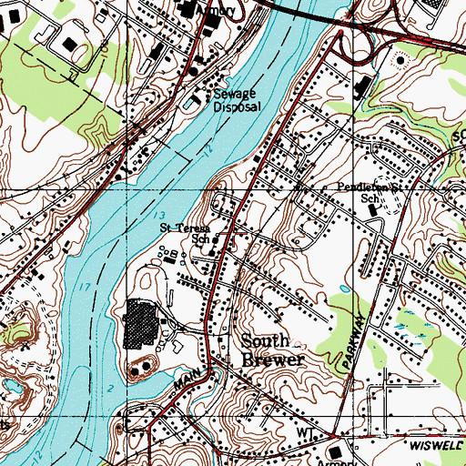 Topographic Map of Saint Teresas Catholic Church, ME
