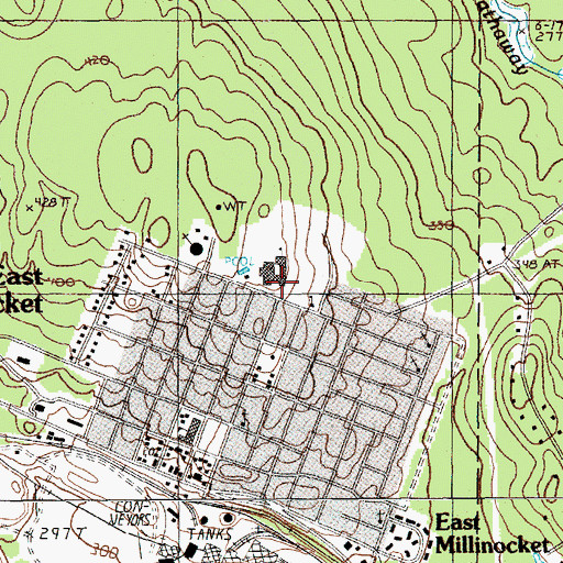 Topographic Map of Schenck High School, ME
