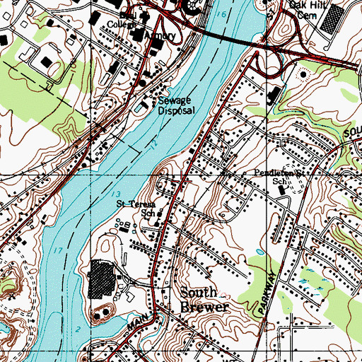 Topographic Map of Second Congregational Church, ME