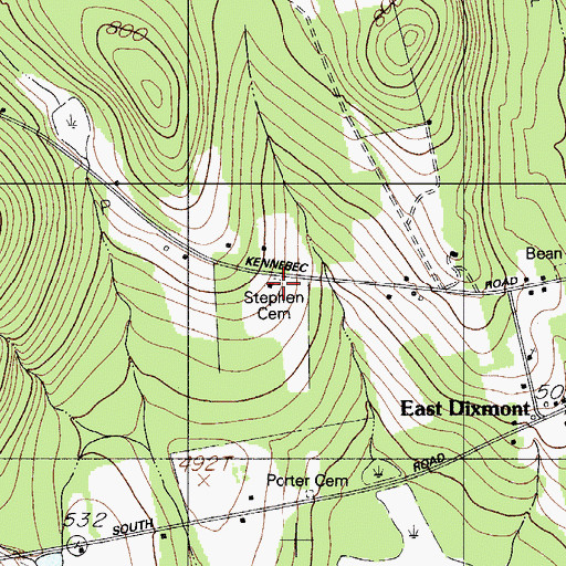 Topographic Map of Stephen Cemetery, ME