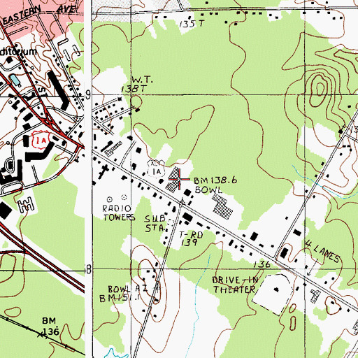 Topographic Map of Twin City Plaza Shopping Center, ME