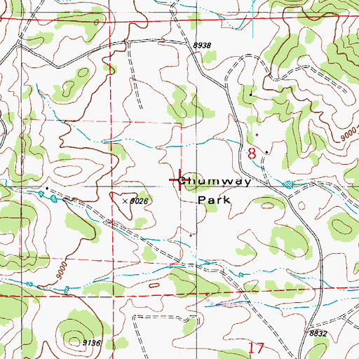Topographic Map of Chumway Park, CO