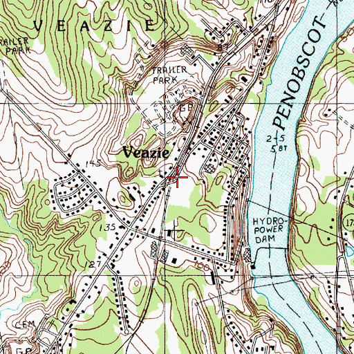Topographic Map of Veazie Congregational Church, ME