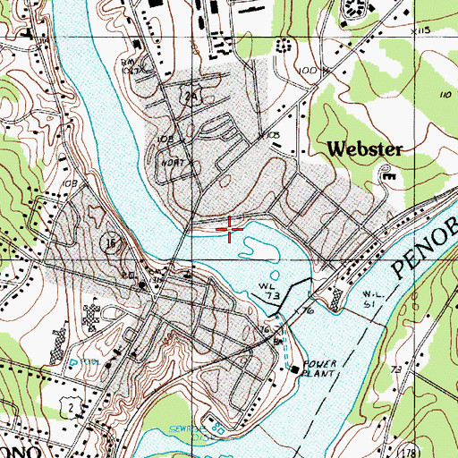 Topographic Map of Webster Park, ME