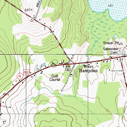 Topographic Map of West Hampden Baptist Church, ME