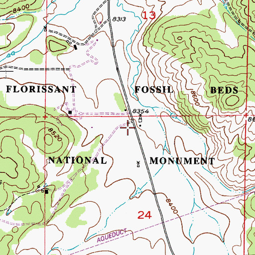 Topographic Map of Florissant Fossil Beds National Monument, CO