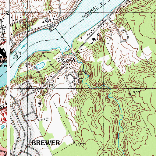 Topographic Map of Woodland Cemetery, ME