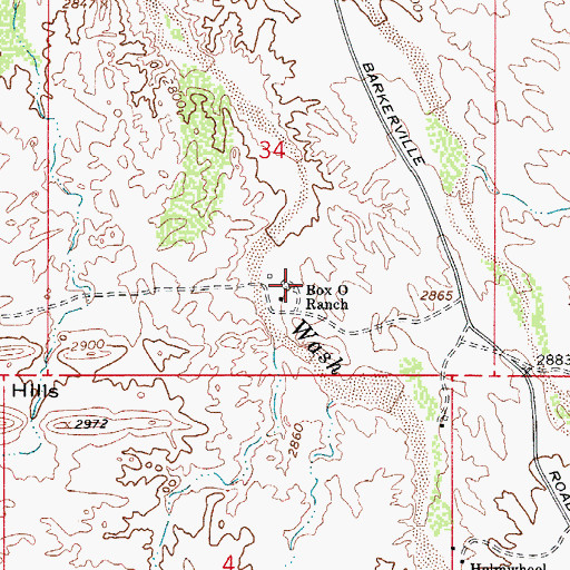 Topographic Map of Box O Ranch, AZ