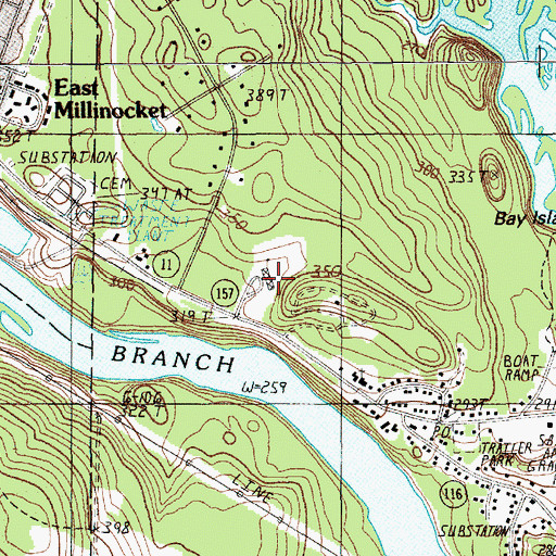 Topographic Map of Medway Middle School, ME