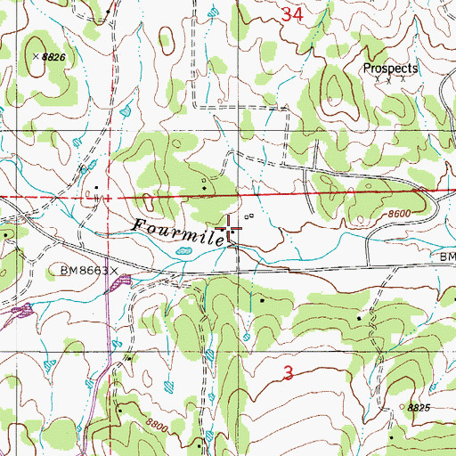 Topographic Map of Teaspoon Ranch, CO