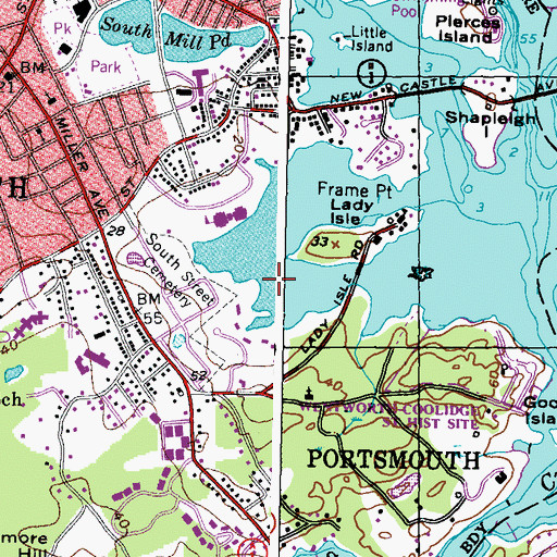 Topographic Map of Curriers Cove, NH
