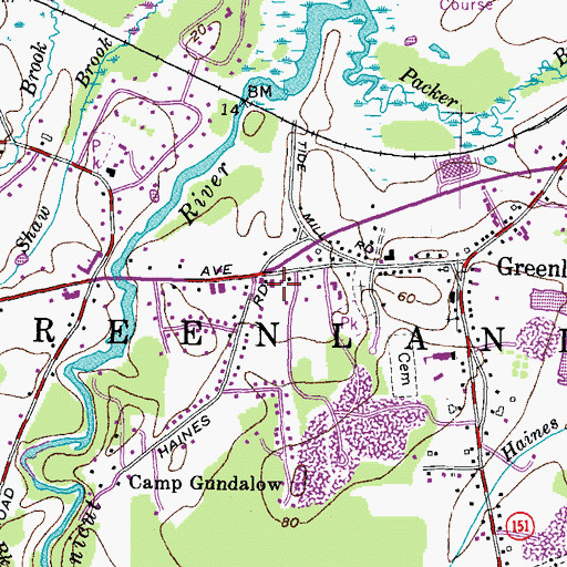 Topographic Map of Greenland Post Office, NH