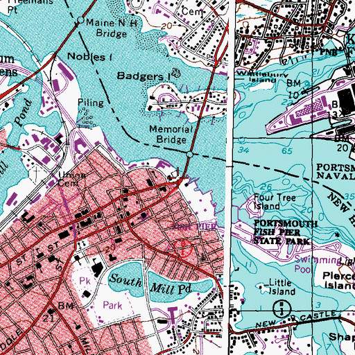 Topographic Map of Harbour Place, NH