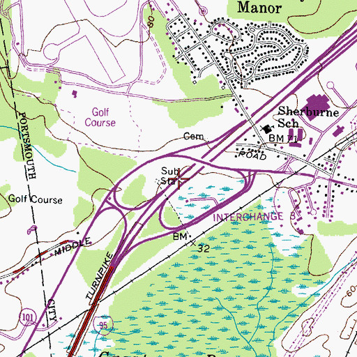 Topographic Map of Interchange 3, NH