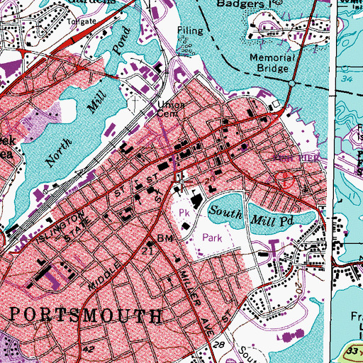 Topographic Map of John Peirce Mansion, NH
