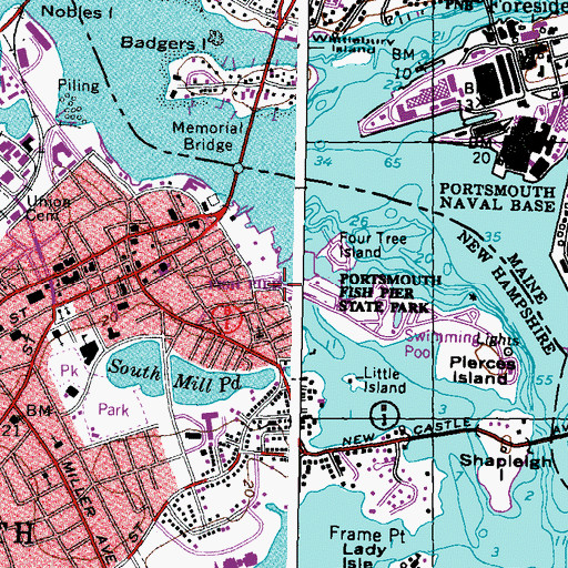 Topographic Map of New Hampshire State Commercial Fish Pier, NH