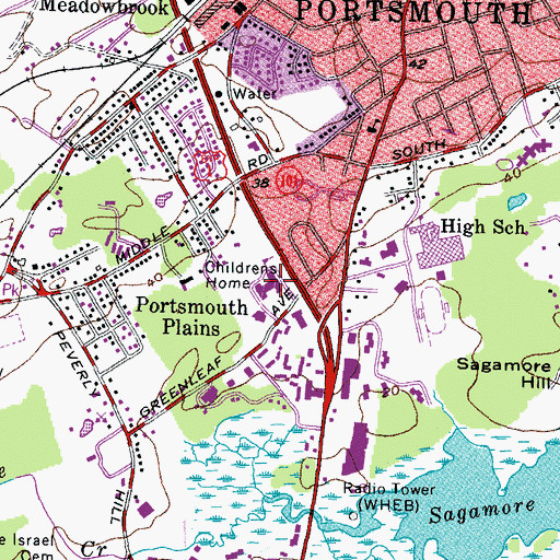 Topographic Map of New Hampshire Vocational School, NH