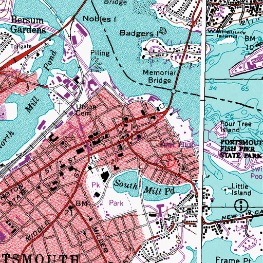 Topographic Map of North Church of Portsmouth, NH