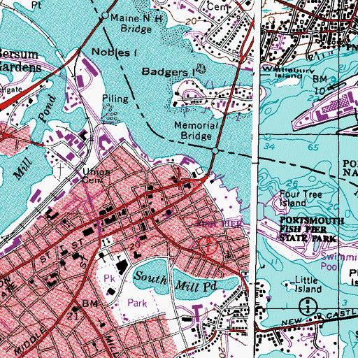 Topographic Map of Old Portsmouth High School, NH
