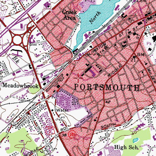 Topographic Map of Plaza 800, NH