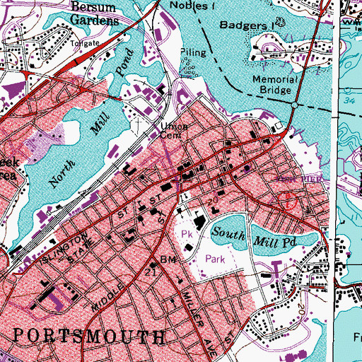 Topographic Map of Portsmouth Academy (historical), NH