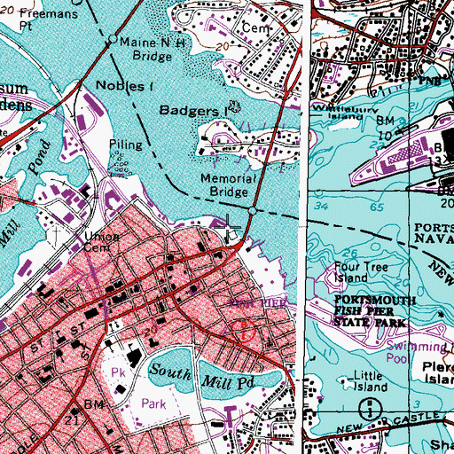 Topographic Map of Portsmouth Brewery (historical), NH