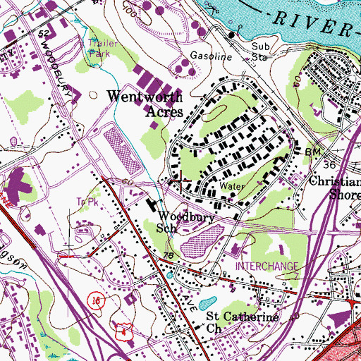 Topographic Map of Portsmouth Christian Academy and High School, NH
