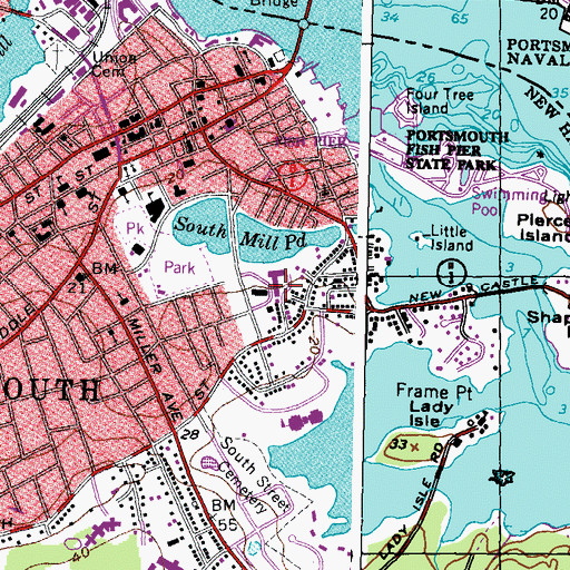 Topographic Map of Portsmouth City Hall, NH