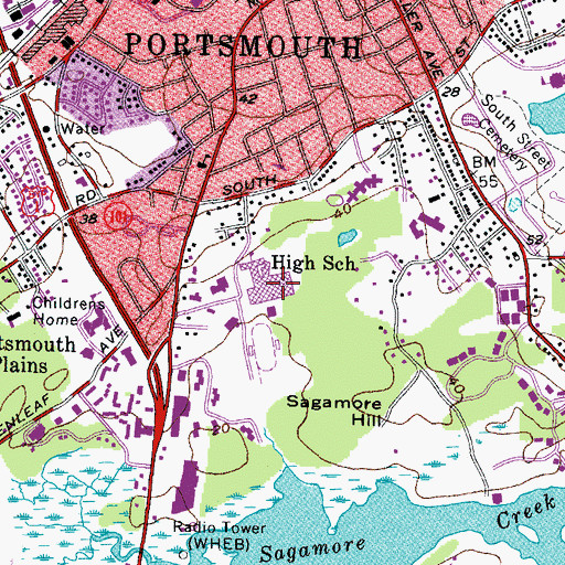 Topographic Map of Portsmouth High School, NH