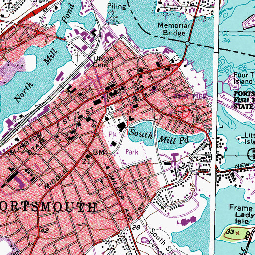 Topographic Map of Portsmouth Middle School, NH