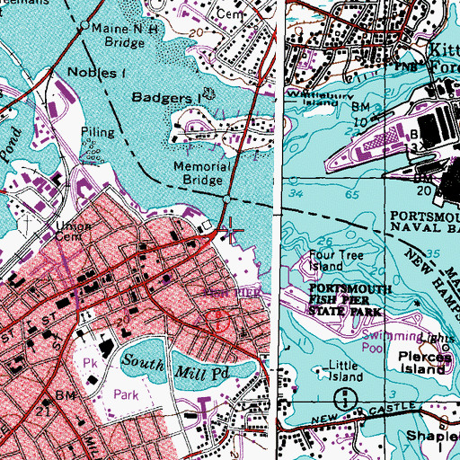 Topographic Map of Portsmouth Pier, NH