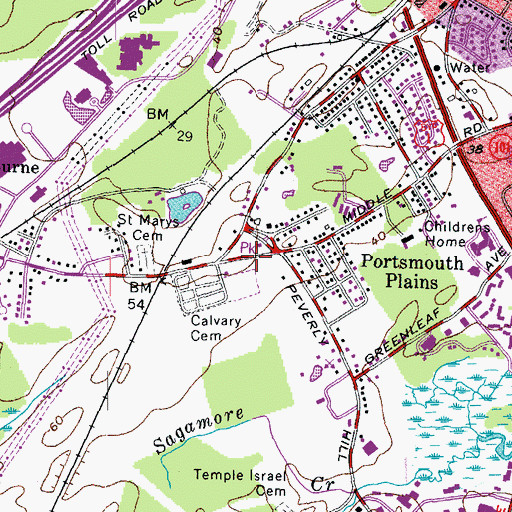 Topographic Map of Portsmouth Plains, NH