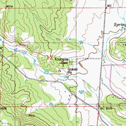 Topographic Map of Fourmile Cemetery, CO